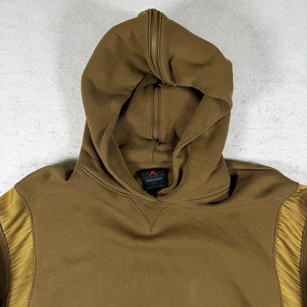 Jordan 23 Engineered Hoodie Mens Large L Brown Yellow Zip-Hood Fleece Sweatshirt
